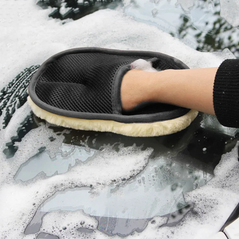 Auto Reinigung Waschen Abwischen Fleece Handschuhe Staub Entfernung Flüssigkeit Shampoo Polieren doppelseitige Mikrofaser Tuch Weichen Schwamm Handschuh