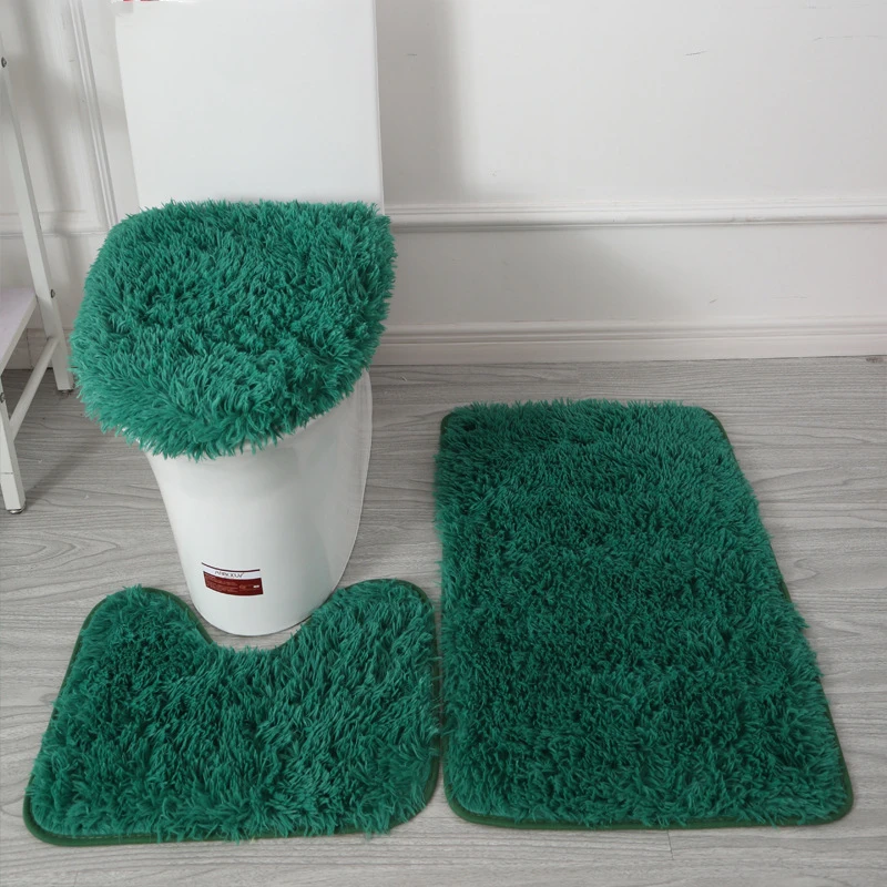 Rectangle Bathroom Rugs and Mat Set Fluffy Hairs Bath Carpets Modern Toilet Lid Cover Rugs Kit 3Pcs/set Alfombra Bao