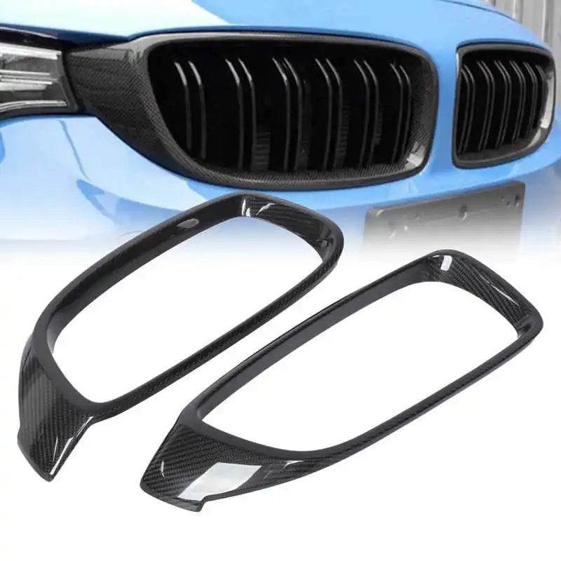 Pair of Front Grille Insert Cover Frame Carbon Fiber Decoration Replacement for  BMW M3 F80 M4 F82 Front Grille Molding New