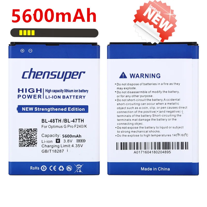 

10pcs/New 5600mAh BL-48TH BL-47TH Battery for LG Optimus G Pro F240/K E980 E988 E940 F310 D684 F240S F240L D838 Pro 2 Battery