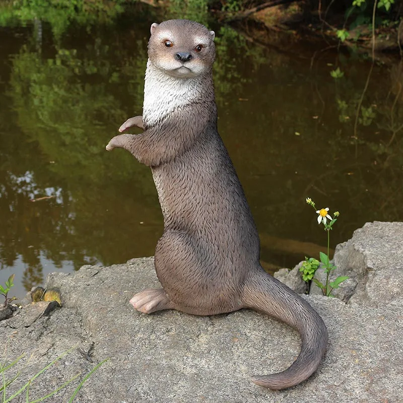 Home Decor Courtyard Animals Otter Statue Outdoor Garden Crafts Decoration Hand Sculpture Resin Figurine Lawn Gardens Ornaments