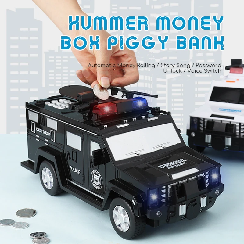 Truck Piggy Bank Machine Fingerprint Password Cash Truck Car Piggy Bank Moneybox Paper Money Box Kids Big Safe Saving Coin Box