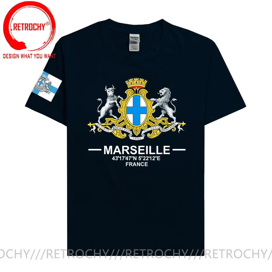 Marseille France Europe international tourist city Provence logo culture souvenir mens sports fashion t shirt tops cotton tshirt