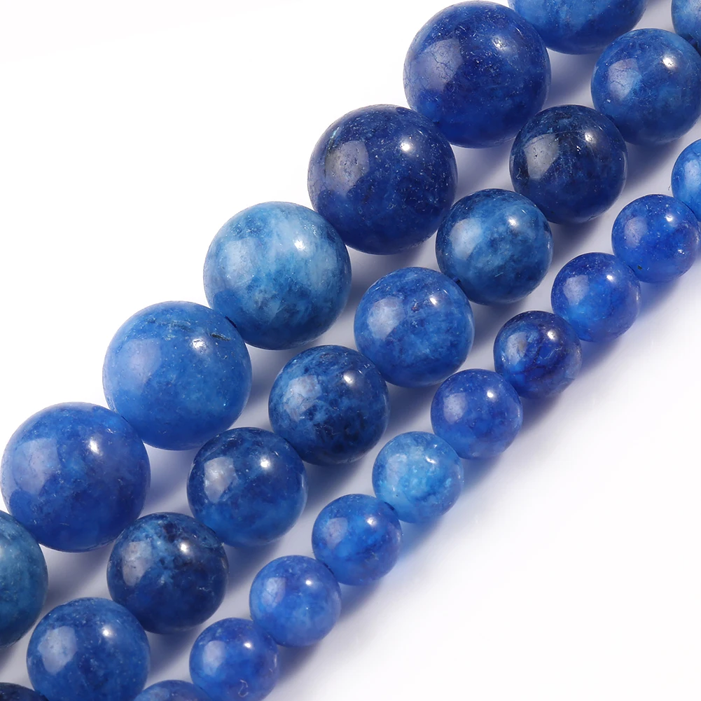 6/8/10mm Blue Kyanite Jades Stone Beads Loose Spacer Round Beads for Jewelry Making DIY Findings Bracelet Necklace 15