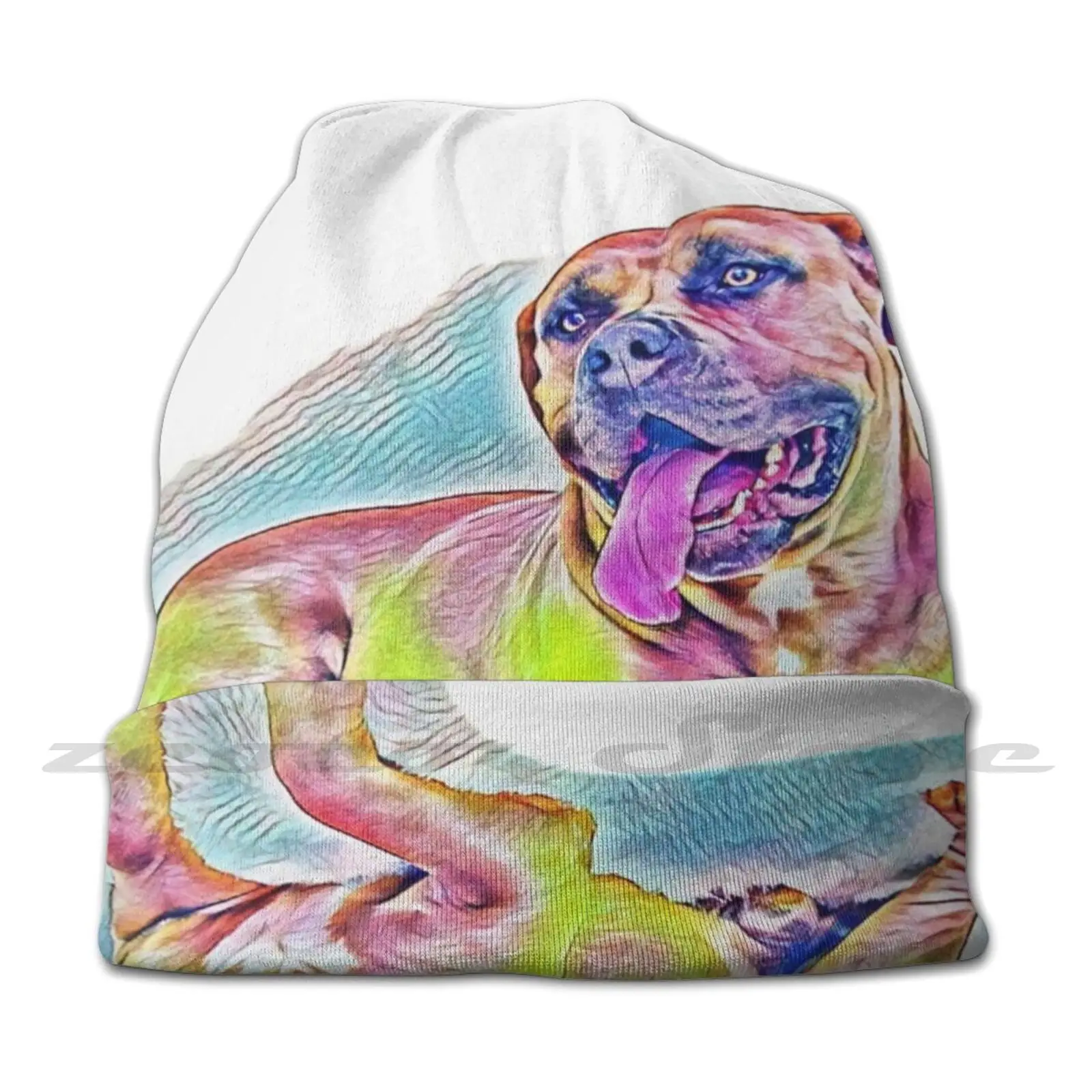 Black Mouth Cur Personalized Pattern Knit Hats Plus Size Elastic Soft Cap Black Mouth Cur Dog Mom Dad Proud Love Bully Breed