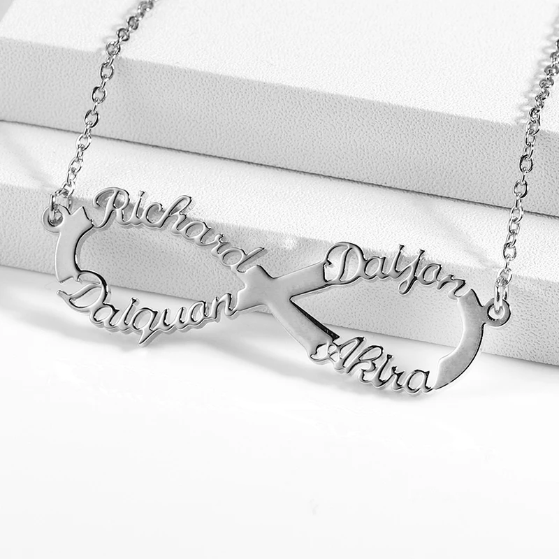 Customize Name Necklace Infinite loop Necklace Personalized Gold Stainless Steel Custom Name Jewelry1-4 Names Choker Women Gifts - Image 2
