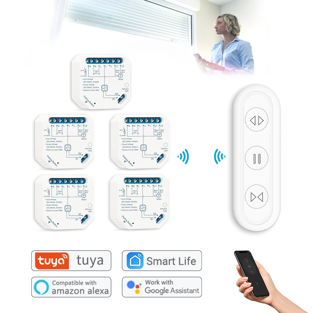 Tuya Smart Life Wifi Curtain Switch for Motorized Awning works with Google Assistant and Echo Alexa Voice Control DIY