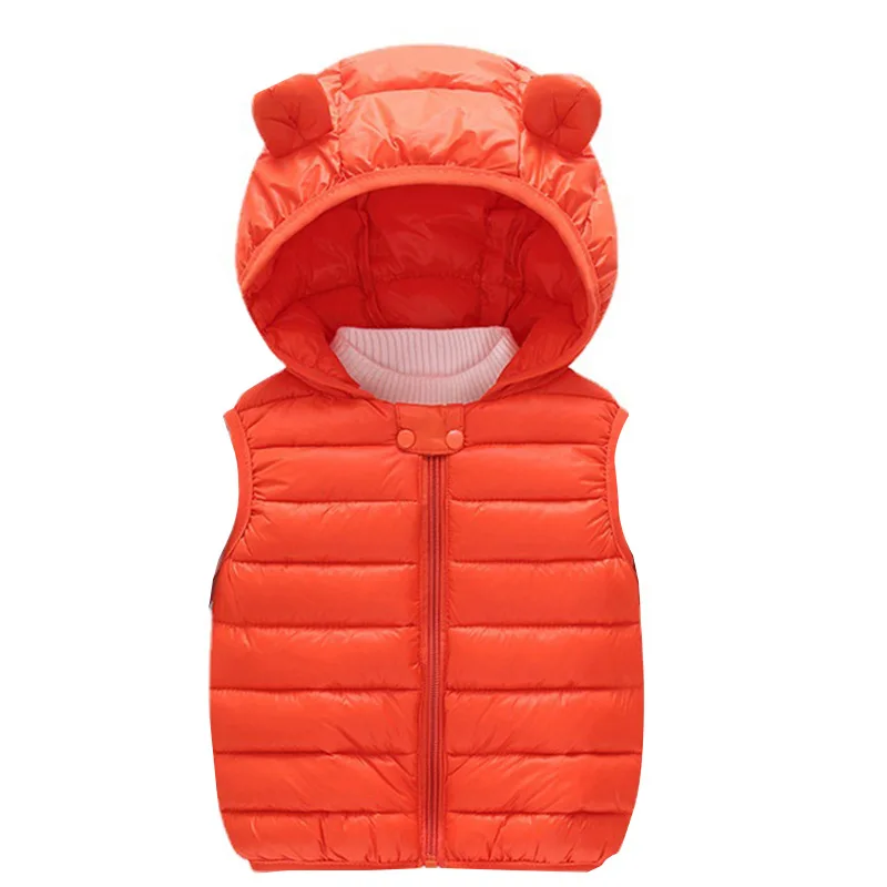 Baby Boys Girl Warm Down Vest Autumn Kids Cotton Thin Warm Waistcoat Children Winter Clothes Solid Hooded Jackets 1-6 Years