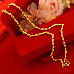 Pure 18K Gold Necklace for Men Fine Jewelry Hiphop Link Chain Genuine Solid for Women Wedding Luxury