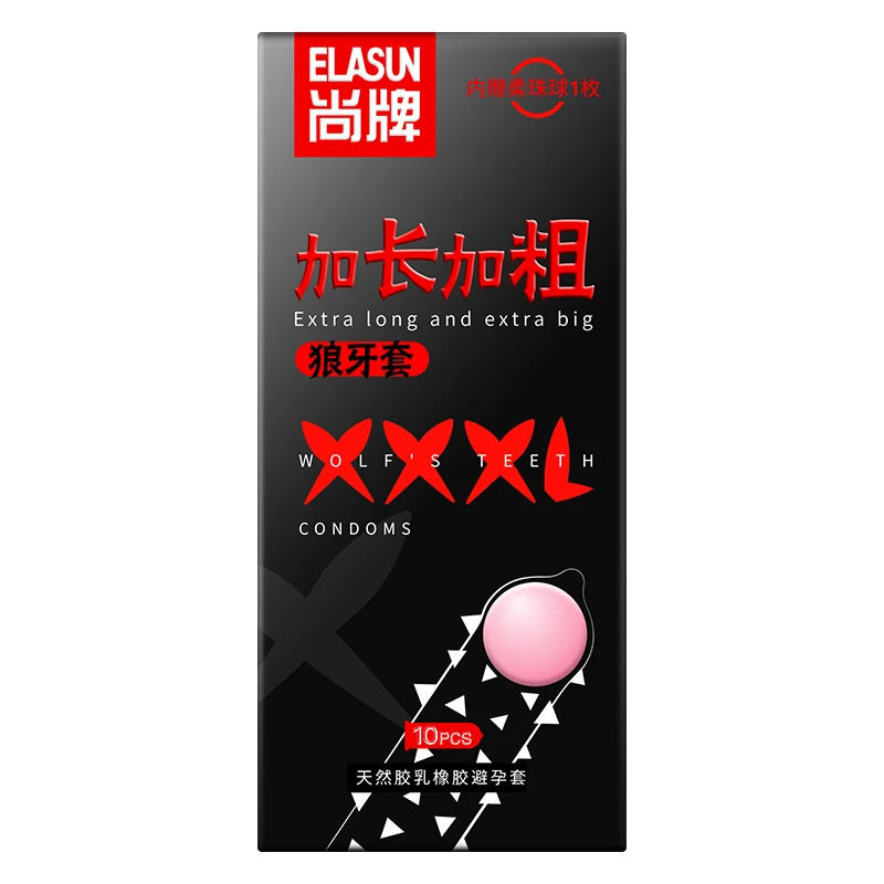 Elasun 10pcs Condoms with Large Spike Particle For Men with Penis Extender Soft Ball Lengthen 3cm Condom Penis Sleeve Sex Toy