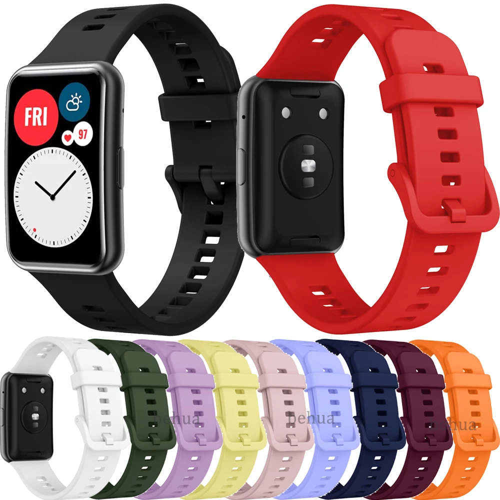 BEHUA Bunte Silikon Correa Strap Für Huawei Uhr Fit Original SmartWatch Band Zubehör Handgelenk Armband mit Werkzeug Einfach Fit