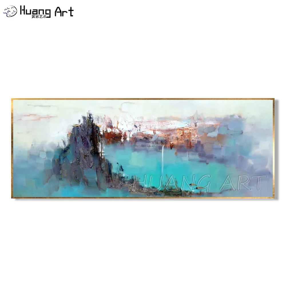 

Original Art Chinese Style Landscape Hand-painted Modern Mountain Scenery Oil Painting on Canvas for Wall Decor Knife Painting