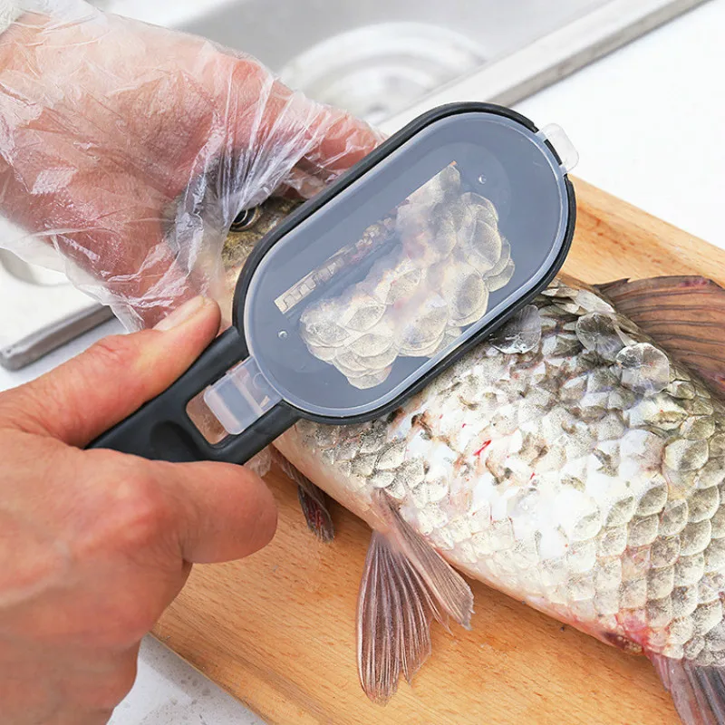 Ferramenta Raspador de pele de peixe e Scaler Escova removedor rápido Raspador de escala de peixe Faca de pesca Ferramentas de limpeza Acessórios de