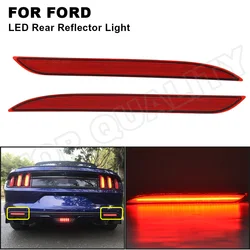 2Pcs Red LED Rear Tail Bumper Reflector Brake Light Lamp For Ford Mustang 2015 2016 2017 OEM FR3B-17A848-A  Car Accessory