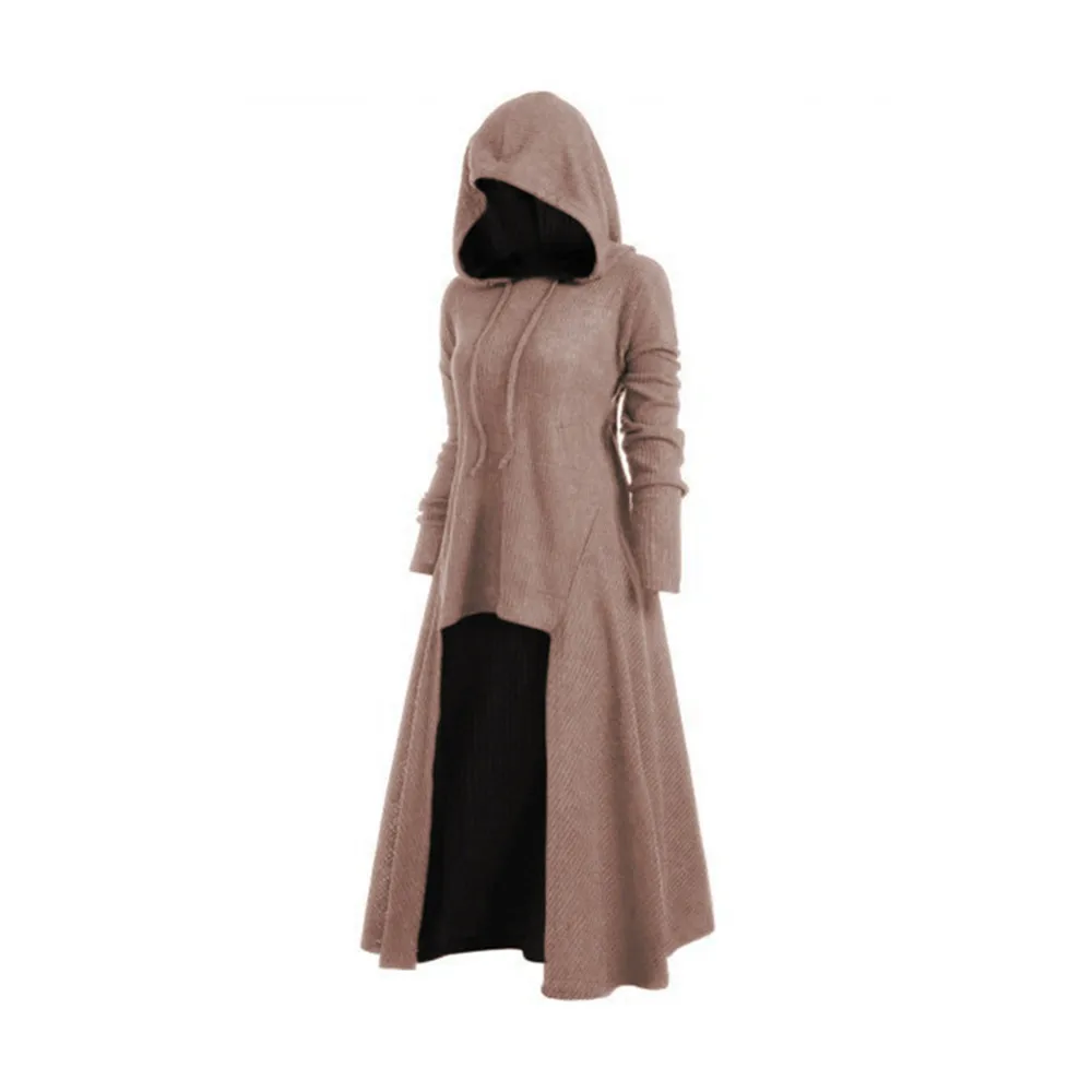 Fashion Gothic Clothing Women Tops Women\'s Steampunk Coat Hooded Long Victorian Trench Coat