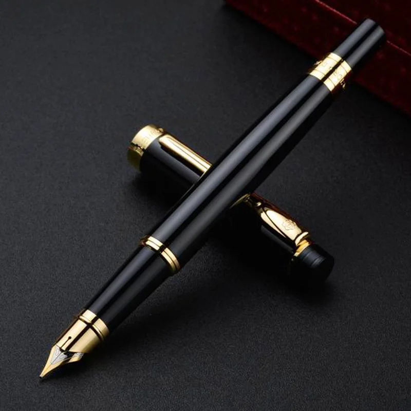 luxury High quality brand HERO 3802 gift Fountain Pen BLACK GOLDEN Retro Office supplies package nib elegante men ink pens