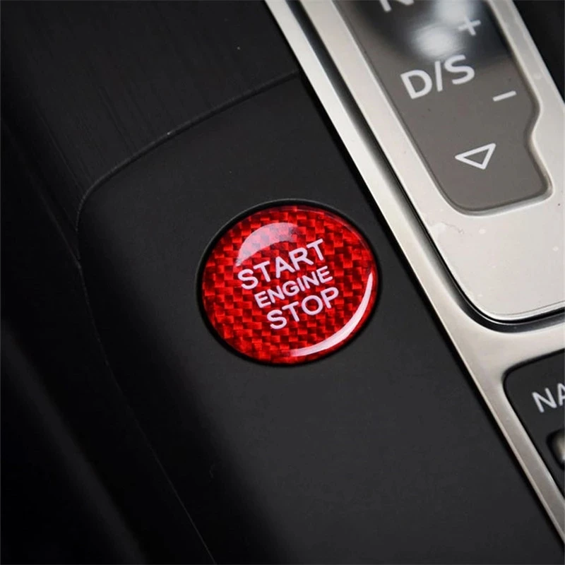 For Audi A4 A5 A6 C7 A7 Q3 Q5 Q7 Carbon Fiber Car Engine Start Stop Button Sticker Cover Trim