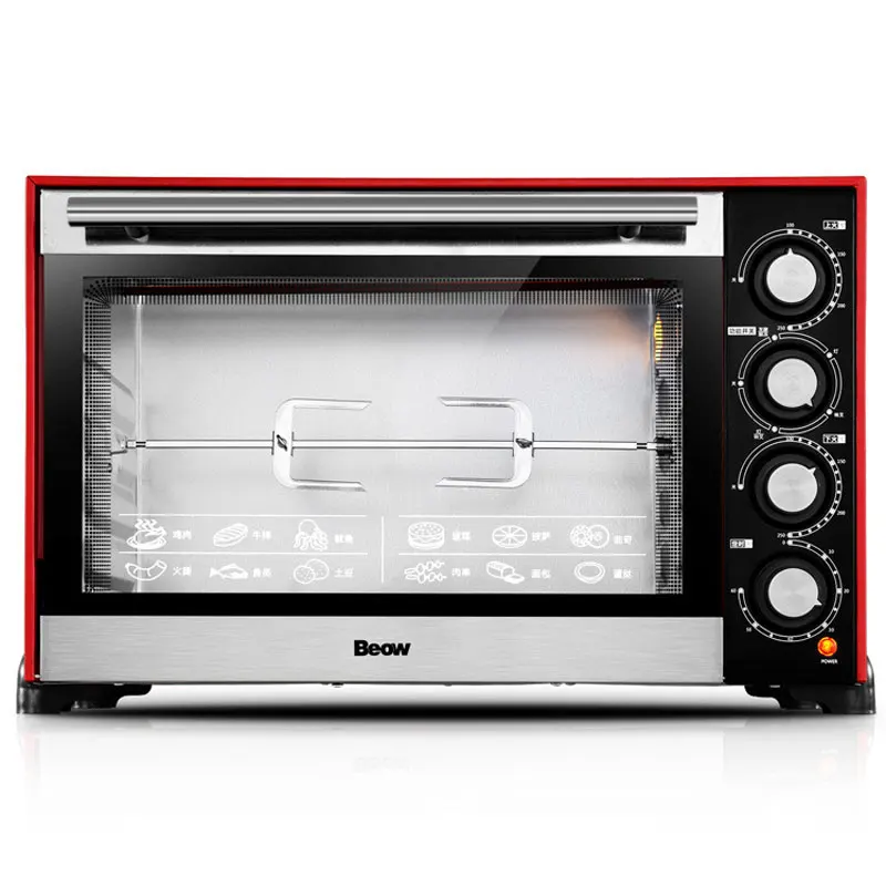 Horno eléctrico forno eléctrico de 60L, horno de Pizza con Control de temperatura, Panel de cristal negro de acero inoxidable, horno de cubierta