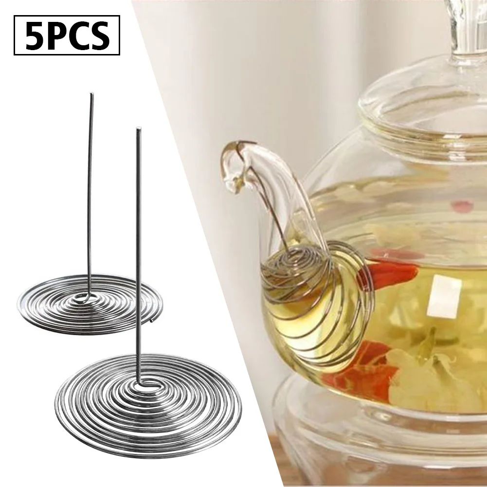 5pcs Durable Universal Teapot Filter Stainless Steel Tea Infuser Home Teaware Replace Reusable Spring Strainer Kitchen Tool #