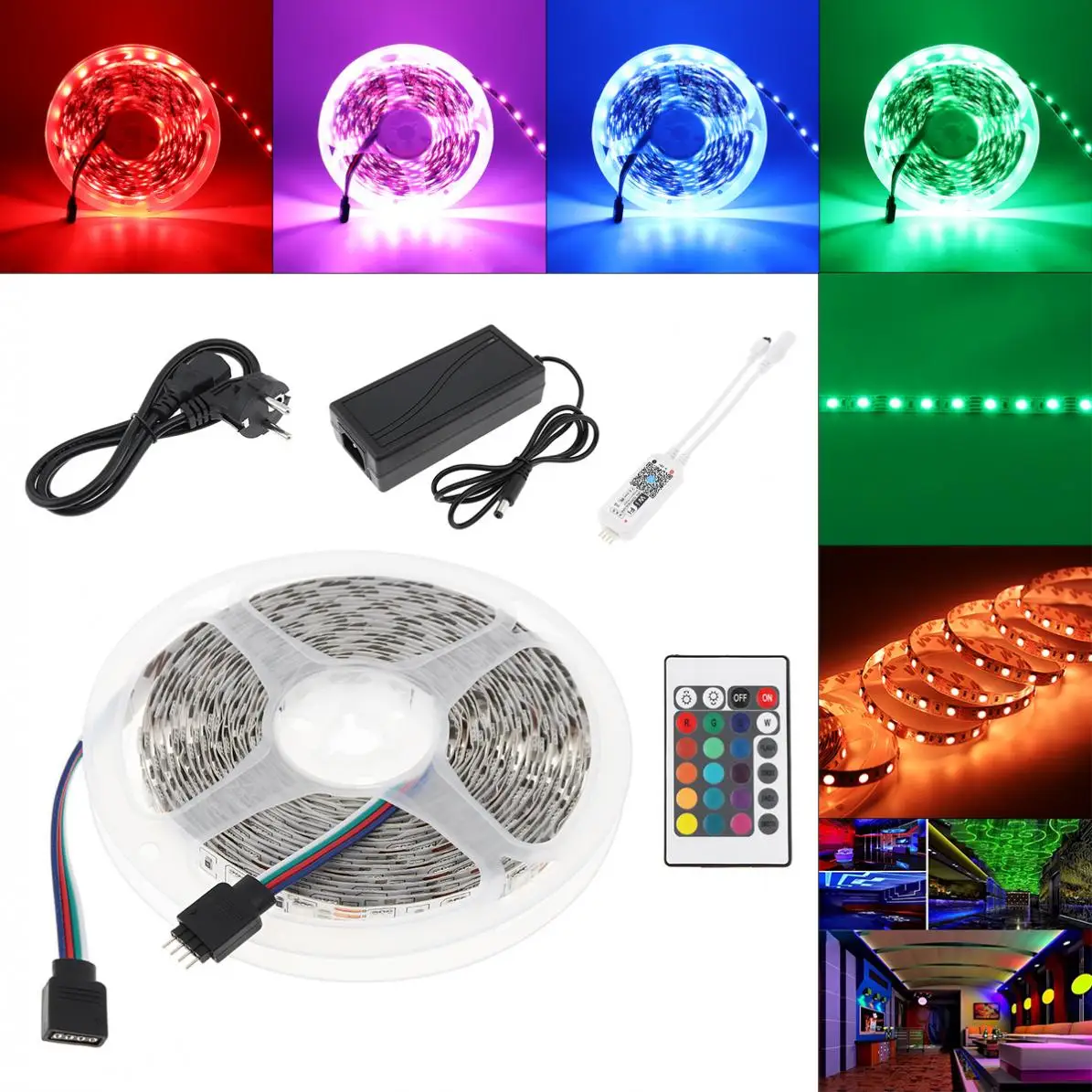 

Bare Board SMD 5050 60leds/m 5m RGBW RGB LED Strip Lighting LED Tape Diode Ribbon Wifi Controller DC 12V Adapter LED Strip Set