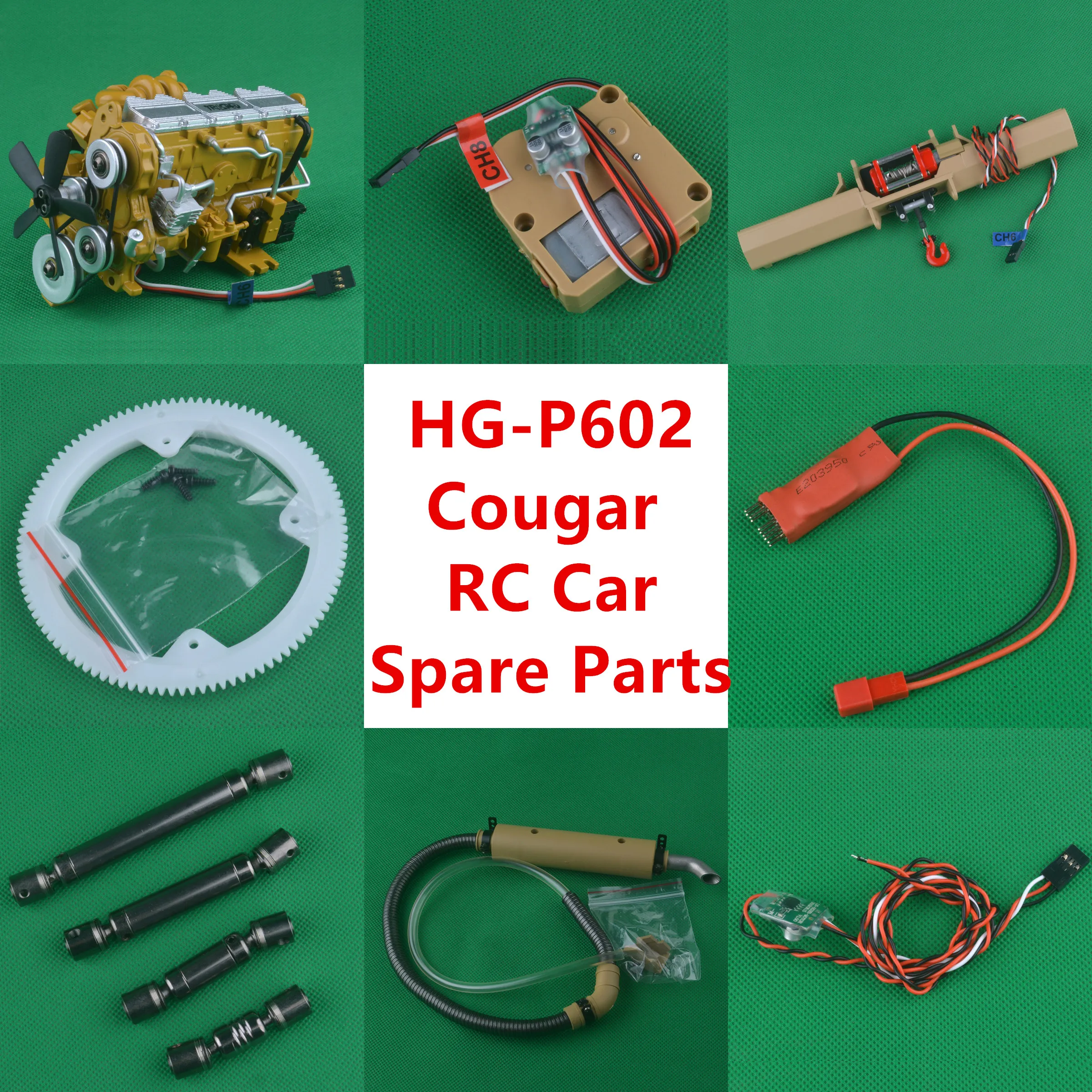 HG P602 HG-P602 Cougar 1/12 RC Car spare parts Drive shaft winch engine Steering Gearbox gear UBEC Driver board exhaust pipe