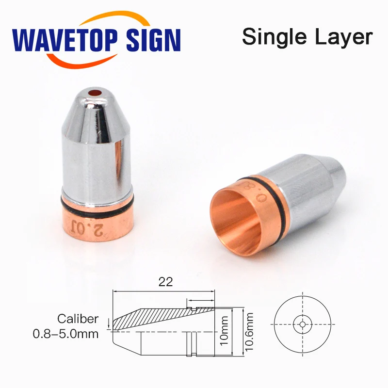 WaveTopSign Bullet Laserdüse, einzelne Doppelschicht, Kaliber 0,8–4, für Faserlaserschneidemaschine