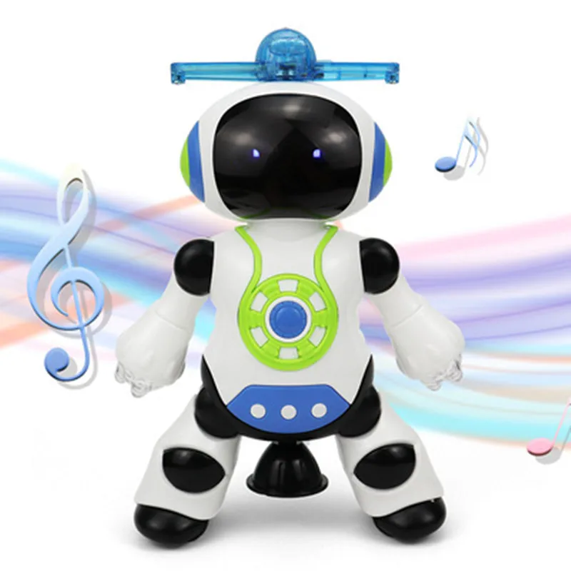 Robot electrónico de baile espacial para niños, juguete de música deslumbrante, Flash, luz LED, rotación eléctrica, juguete para caminar, regalo