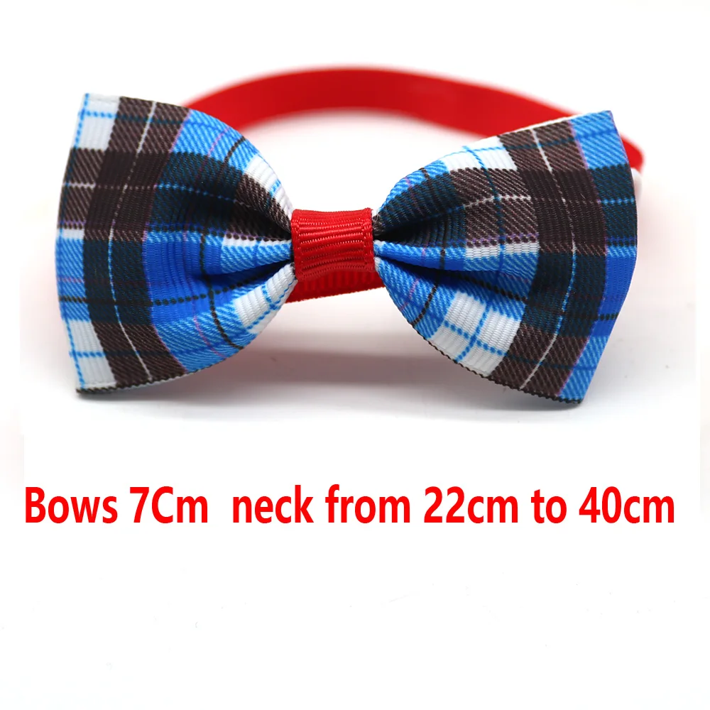 20 Pcs Pet Supplier Grid Design Dog Cat Bow Tie Adjustable Dog Collar Necktie Pet Grooming Accessories For Small Dog