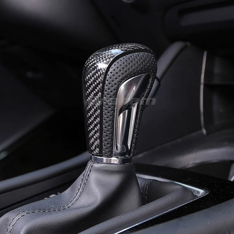 Carbon fiber Car Gear Shift Knob Gear Head Perforated leather Red and Black Gear Shifter For Mazda3 For Mazda 3 Axela 2019 2020