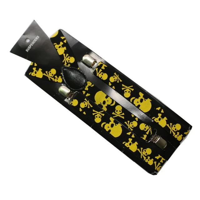 FOXMOTHER Elastic Suspenders For Women Mens Hip Hop Skull Bone Print Braces