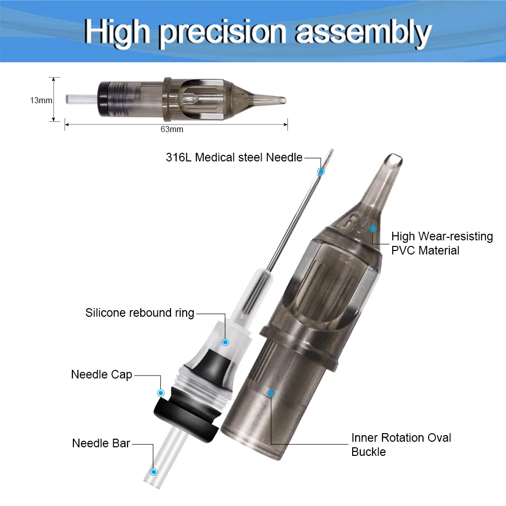 Tattoo Needles Cartridge Tattoo Cartridge RL RS RM M1 Disposable Sterilized Eyebrow Tattoo Needles for Tattoo Machine Needle