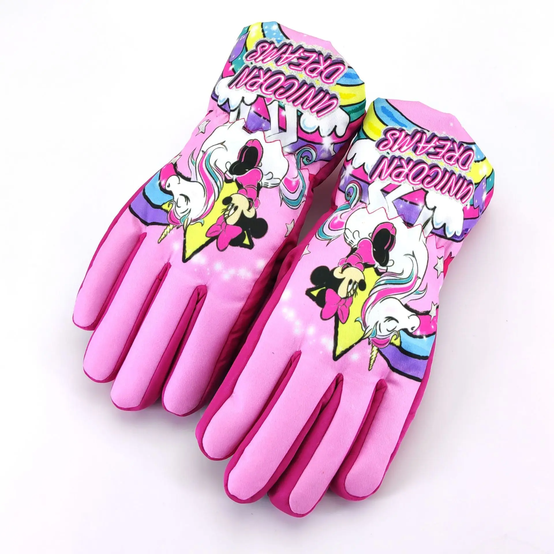 Kids Winter Thickening Warm Gloves Windproof Anna Elsa Cartoon Children Boys Girls Ski Outdoor Waterproof Anti-slip Gloves 5-10Y