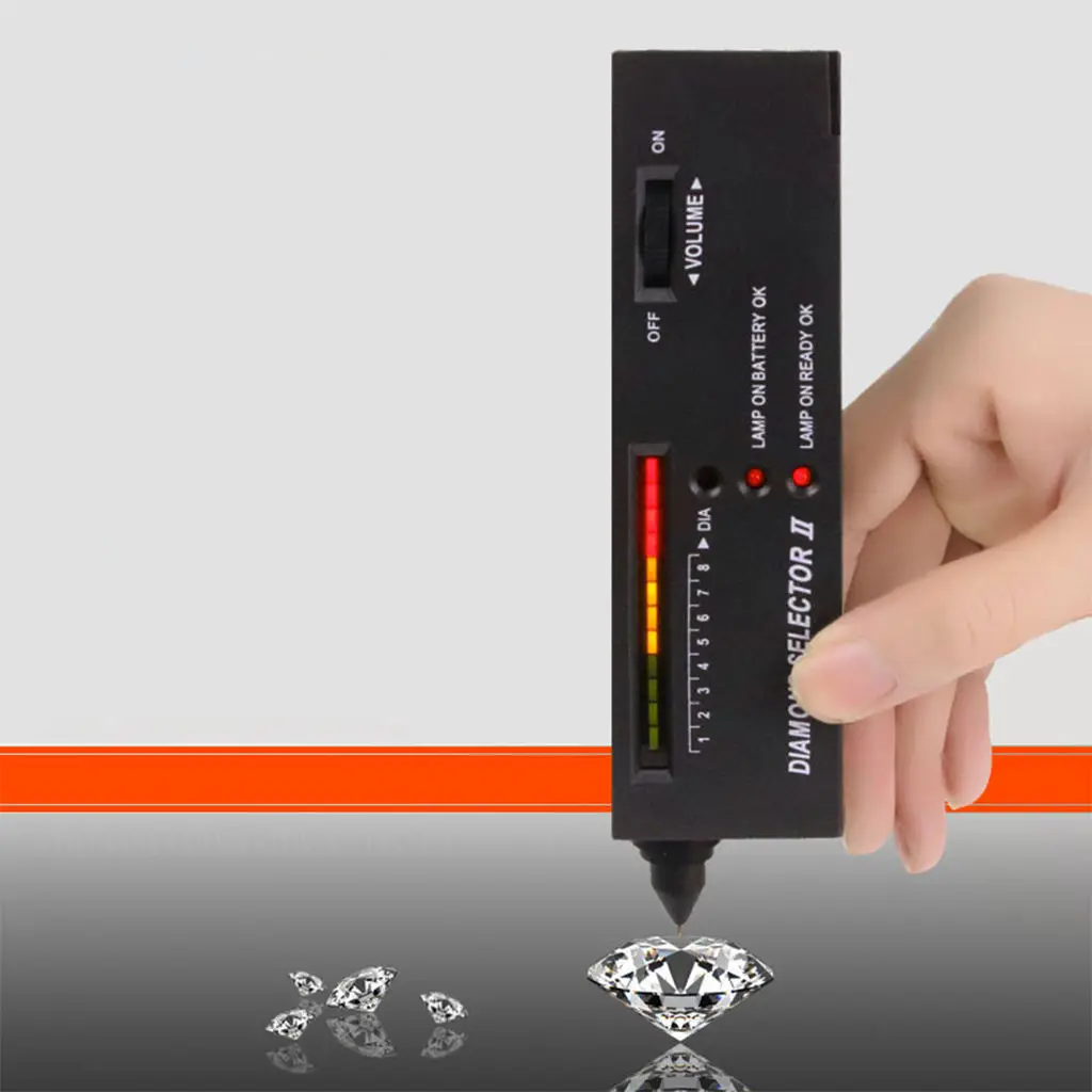 Stylo Testeur de Diamant Compact avec Indicateur LED, Sélecteur de Pierres Précieuses Amélioré, Outil de Haute Précision pour Bijoux, Tiges Noires pour Novices