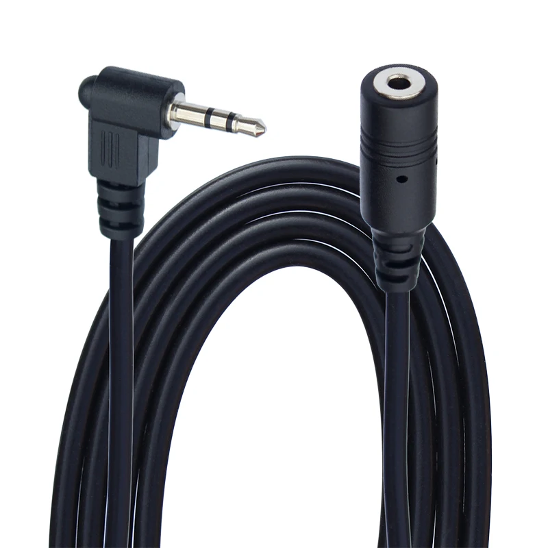 1.5m 3 polak Stereo 2.5mm Jack męski do żeńskiego przedłużacz kabla Audio 90 prostopadły adapter Audio kabel