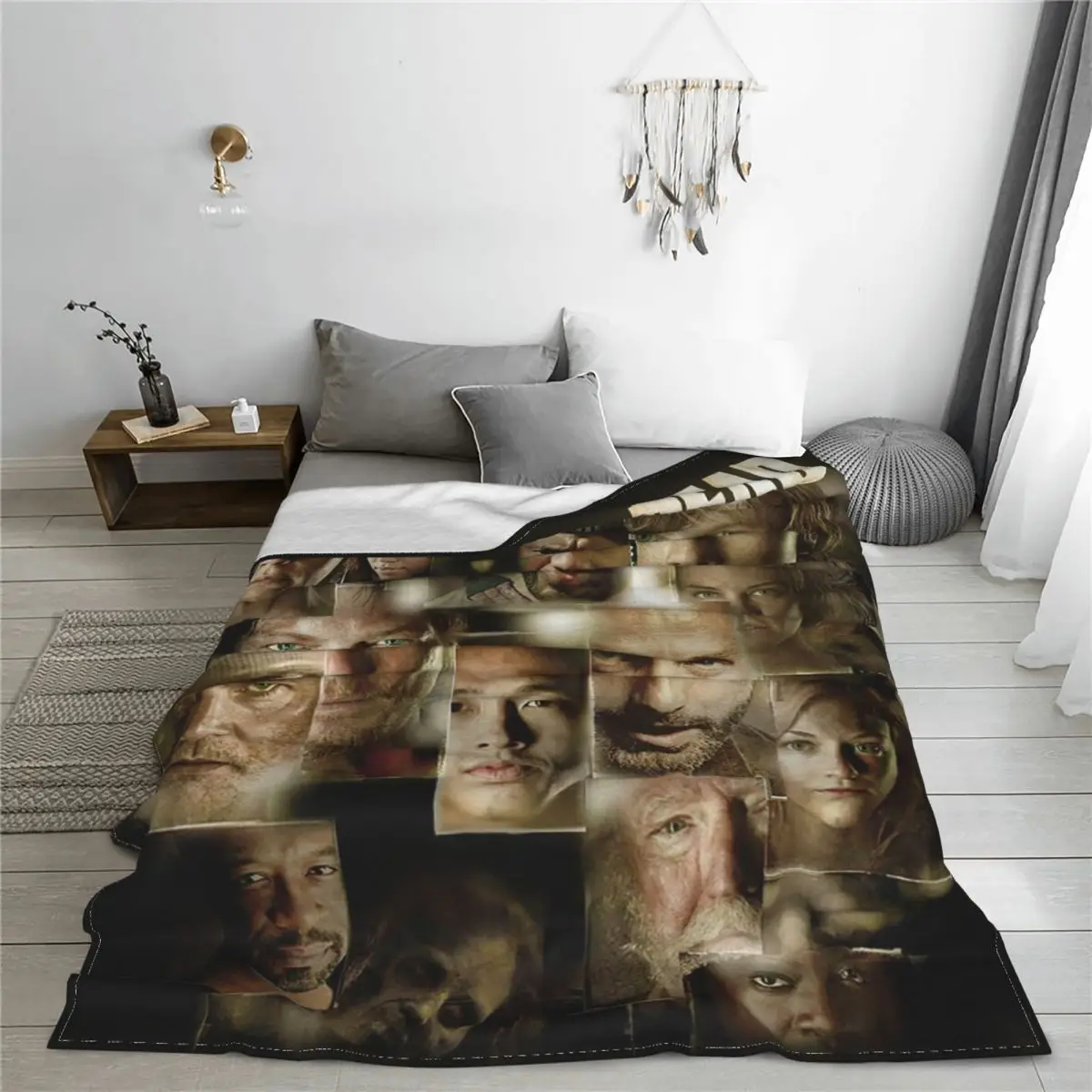 The Walking Dead Velvet Throw Blanket Horror Movie Rick Grimes Daryl Dixon Blanket for Home Bedroom Warm Bedding Throws