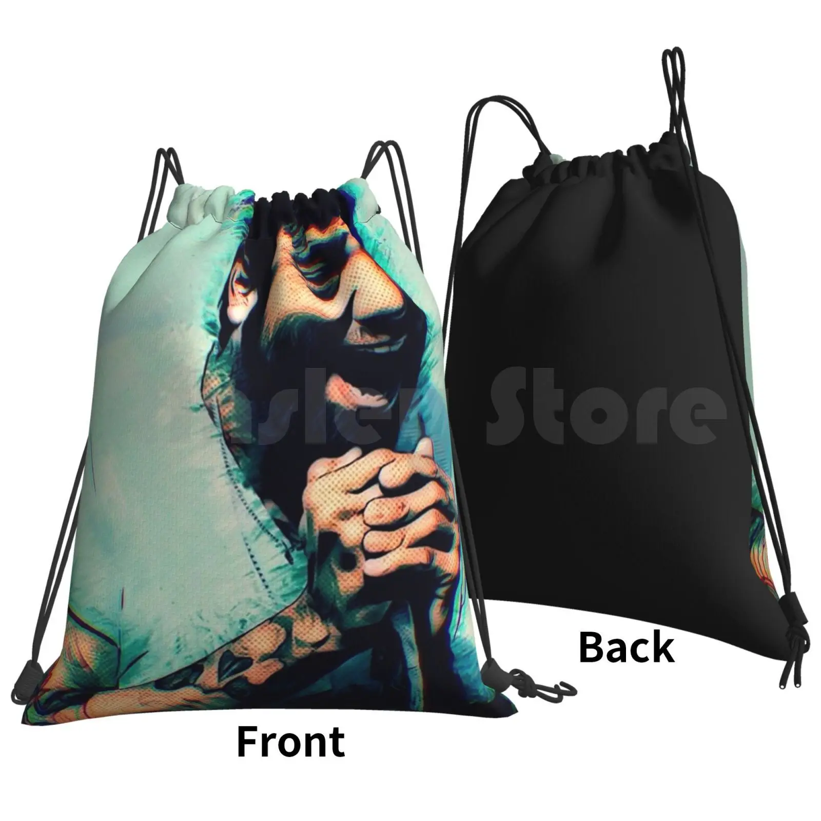 Chino Backpack Drawstring Bag Riding Climbing Gym Bag Chino Def Metal Band Glitch Popular Culture Moreno Tones Graphic