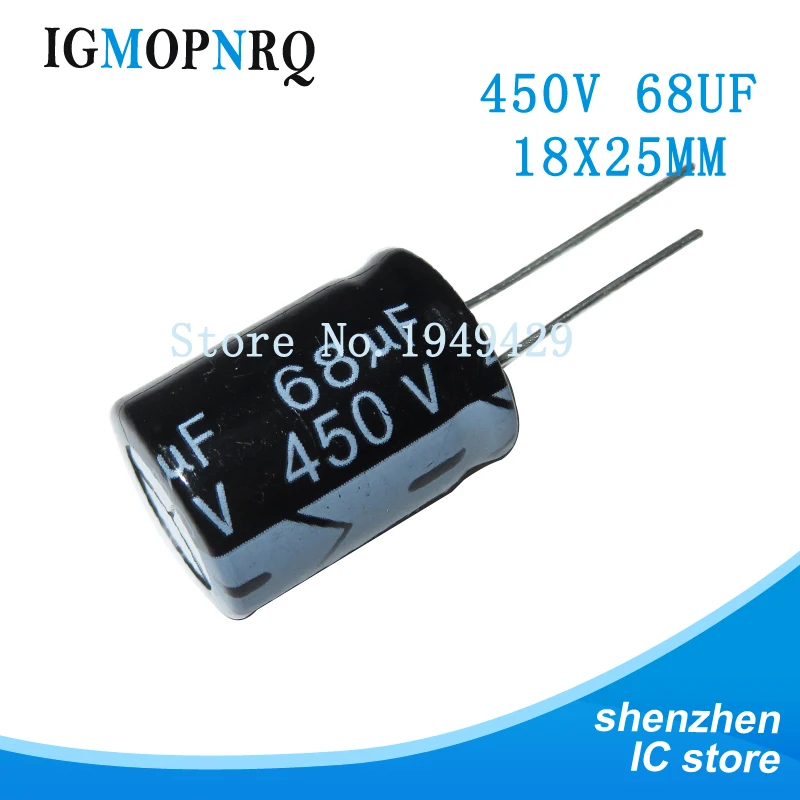 

5 шт. 450V68UF 18*25 мм 68 мкФ 450V 18*25 новый алюминиевый электролитический конденсатор