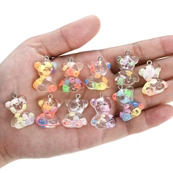 10pcs Resin Little Bear Charms Flatback Gummy Bear Glitter Cabochons For Necklace Pendant Earring DIY Making