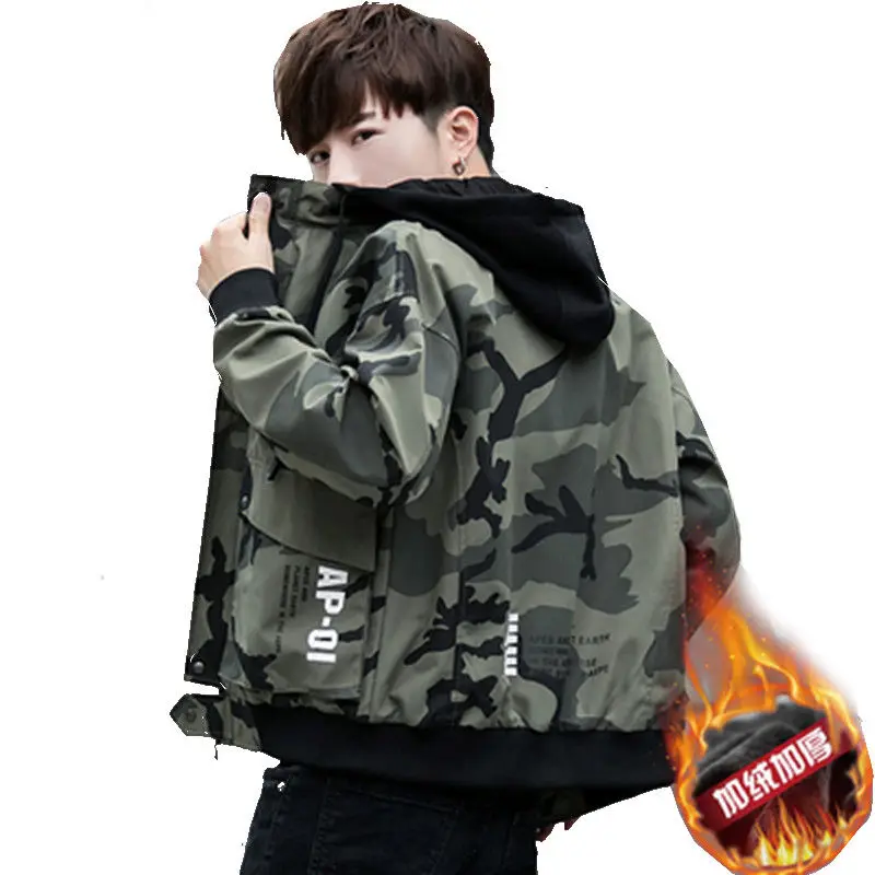 

Jacket, Men's Camouflage Printed Homer Jacket, Hat, Big Pocket, Large Size Plus Suede Cotton Clothing, Retro Clothing