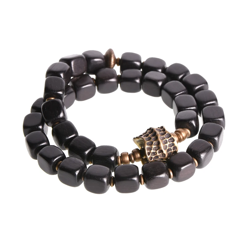 Two Row Ebony Copper Bracelet Do Old Hammered Charm Rock Metal Classical Jewelry Men Women Individual Wrist Accessory