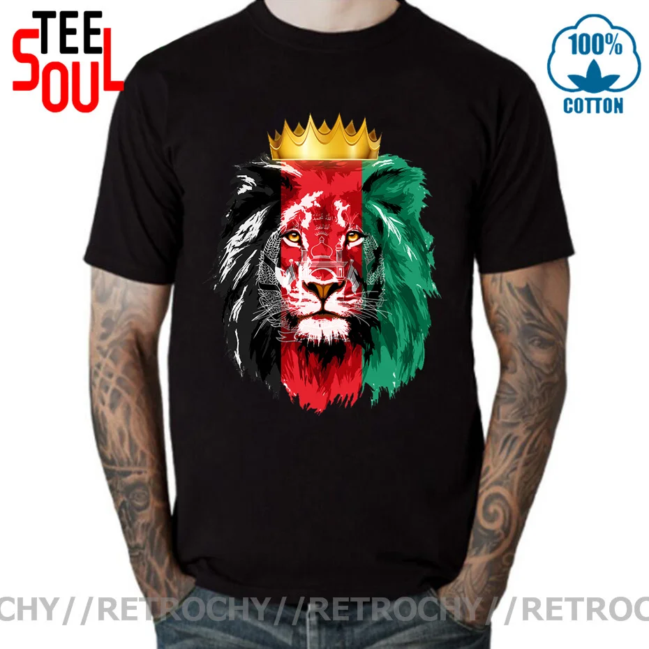 Taliban King of Lion Summer Men's T Shirt Afghanistan Flag With Lion T-Shirt Casual Short Sleeve Funny Gift Male Tops Tee Shirts