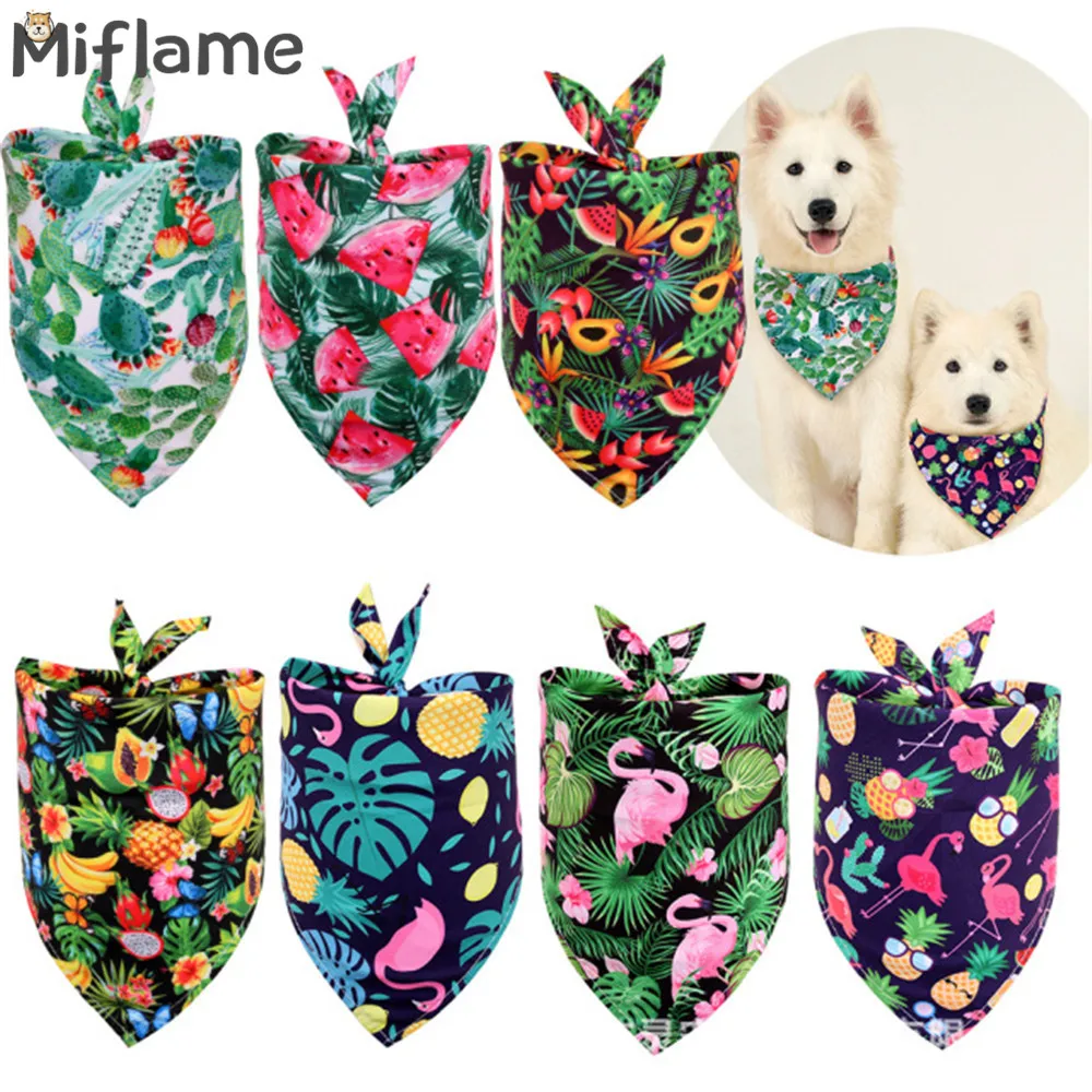 Miflame 2021 New Dog Bandana Summer Fruits Dog Bibs For Puppy Scarf Beagles Doberman Bibs Cartoon Pet Bandana Cute Dogs Triangle