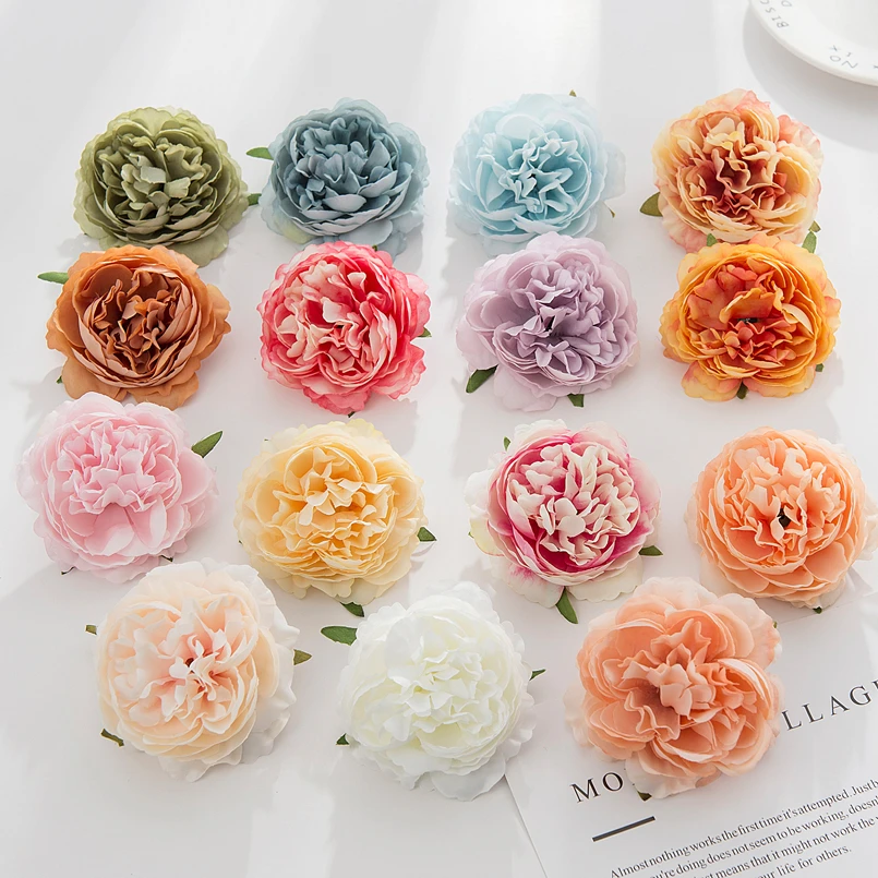 

5Pcs Artificial Roses Flowers Wall Wedding Bridal Accessories Clearance Gift Scrapbooking Home Decor Christmas Wreath Silk Peony