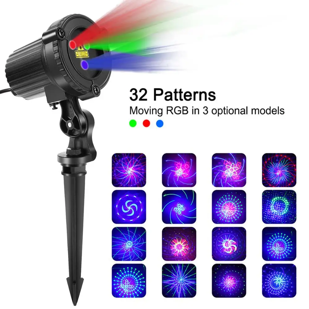 

32 RGB Christmas Laser Light Projector Outdoor Garden Waterproof DJ Tree Villa House Holiday Lights