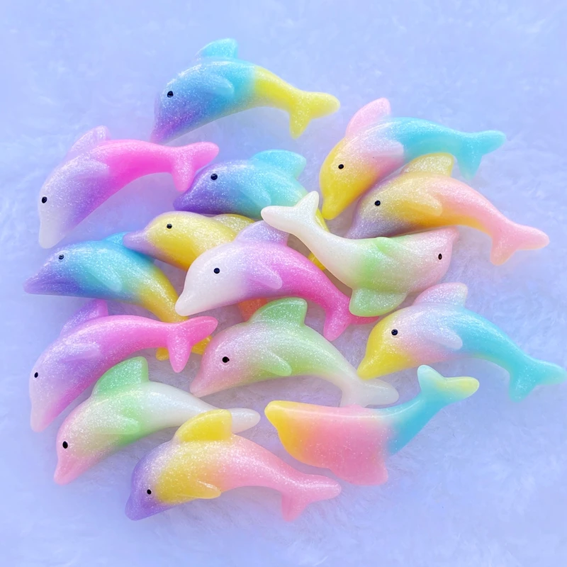 10/20pcs New resin Mini tricolor Dolphin flat back Cabochon Scrapbooking Fit Hair bow Center Embellishments  Accessories