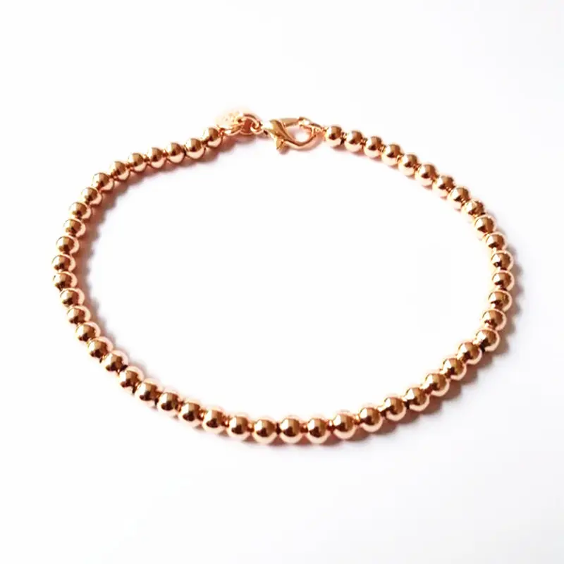 fashion Elegant Gold plated silver color 4MM beads chain women Letter cute Bracelet high quality Gorgeous jewelry