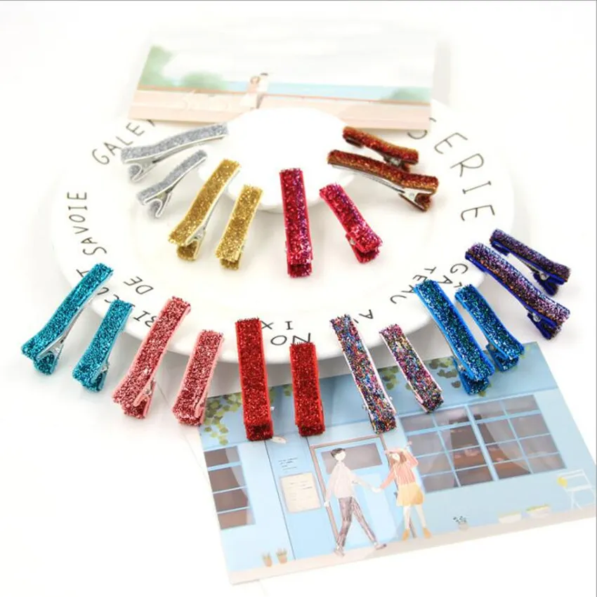 100Pcs 10Colors 3.5cm/5cm Glitter Prong Alligator Hair Clip Wholesale Kids Metallic Hairpin Girls Barrette DIY Hair Accessories