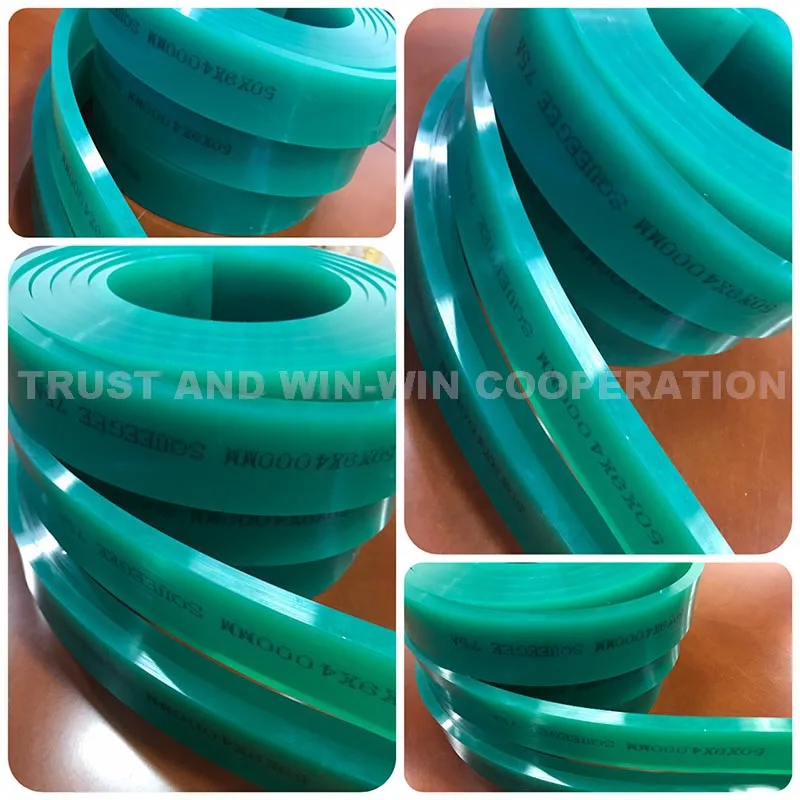 Free Shipping !!! Green 50mm*9mm*4000mm!!! Screen Printing Flat Squeegee Rubber_75A Durometer