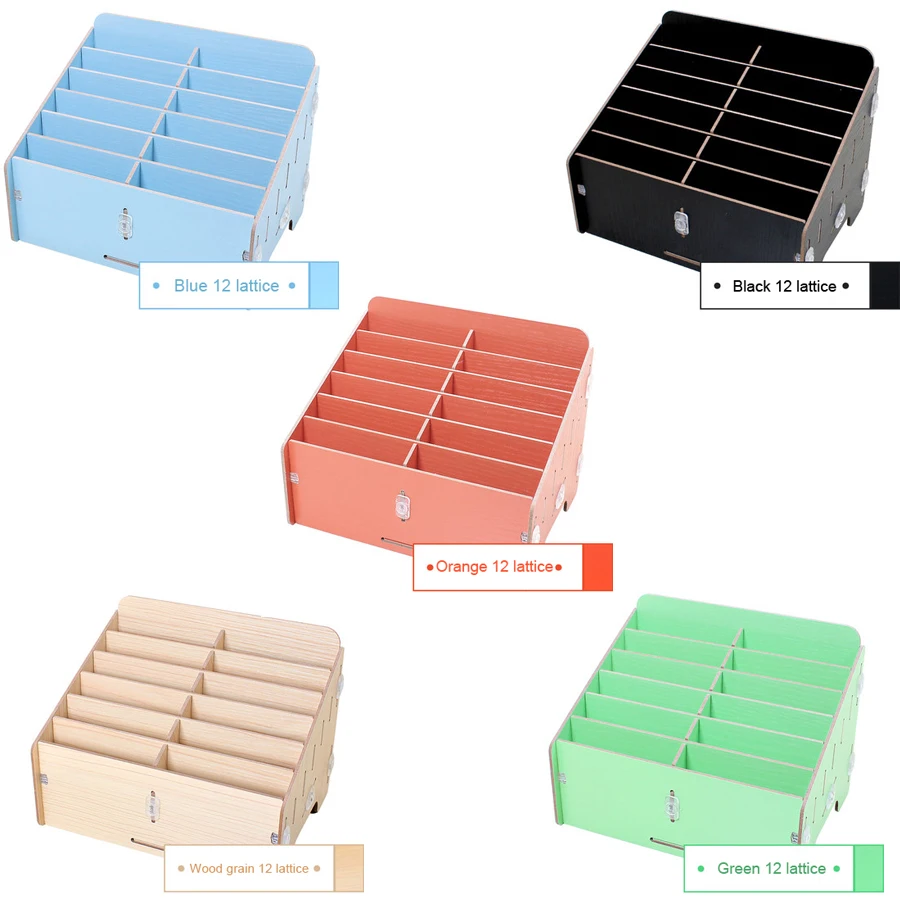 

Multi-grid Wooden Mobile Phone Storage Box Space Saving Creative Desktop Organizer for Office Classroom 12 Grid