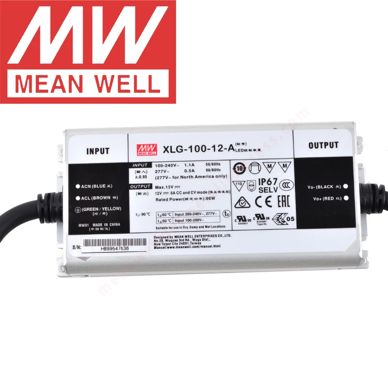 

Mean Well XLG-100-12/24-A/AB IP67 Metal Case Street/Skyscraper/Floodlight lighting meanwell XLG-100-H/L-A/AB 100W LED Driver